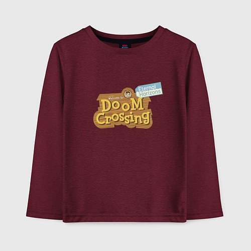 Детский лонгслив Doom crossing / Меланж-бордовый – фото 1