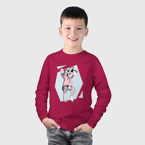 Детский лонгслив Собака Фурри Furry / Маджента – фото 3
