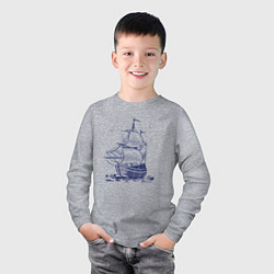 Лонгслив хлопковый детский Корабль, цвет: меланж — фото 2