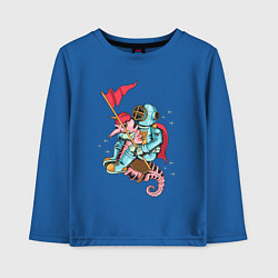 Лонгслив хлопковый детский Космонавт на морском коньке, цвет: синий