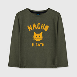 Лонгслив хлопковый детский Nacho El Gato, цвет: меланж-хаки