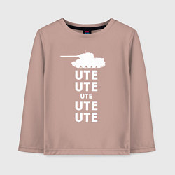 Лонгслив хлопковый детский UTE Девушки и танки Z, цвет: пыльно-розовый