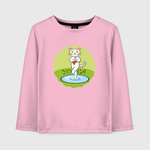 Детский лонгслив Yoga Cat / Светло-розовый – фото 1