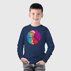 Лонгслив хлопковый детский Rainbow Ball, цвет: тёмно-синий — фото 2