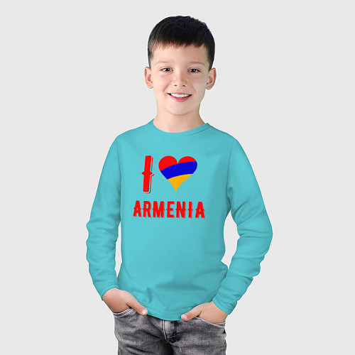 Детский лонгслив I Love Armenia / Бирюзовый – фото 3