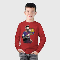 Лонгслив хлопковый детский Lionel Messi Barcelona Argentina, цвет: красный — фото 2
