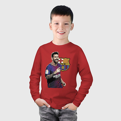 Детский лонгслив Lionel Messi Barcelona Argentina / Красный – фото 3