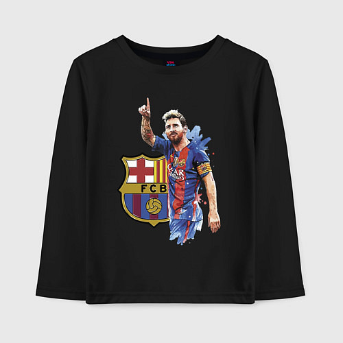 Детский лонгслив Lionel Messi Barcelona Argentina! / Черный – фото 1