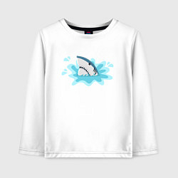 Лонгслив хлопковый детский Акула в воде, цвет: белый