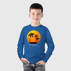 Лонгслив хлопковый детский Лето, пальмы, Калифорния, цвет: синий — фото 2