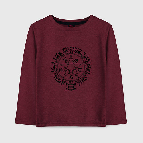 Детский лонгслив Hellsing Pentagram / Меланж-бордовый – фото 1