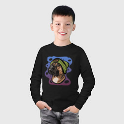Лонгслив хлопковый детский Боксер, цвет: черный — фото 2