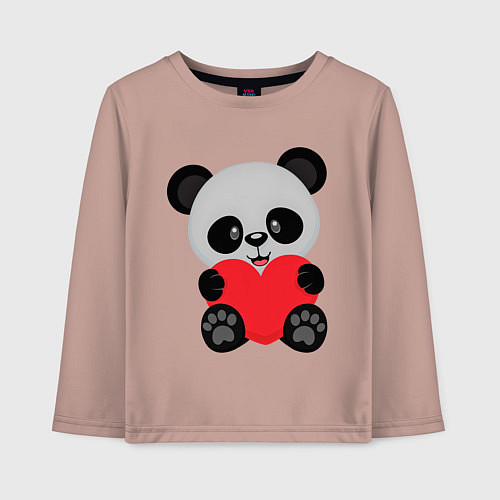 Детский лонгслив Love Панда / Пыльно-розовый – фото 1