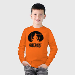 Лонгслив хлопковый детский Зоро силуэт One Piece Большой куш, цвет: оранжевый — фото 2