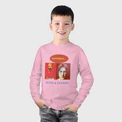 Лонгслив хлопковый детский Ленин и Леннон, цвет: светло-розовый — фото 2