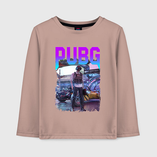 Детский лонгслив PUBG NEON ПУБГ НЕОН Z / Пыльно-розовый – фото 1