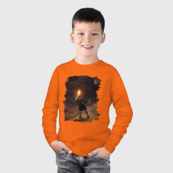 Лонгслив хлопковый детский Elden ring концепт арт, цвет: оранжевый — фото 2