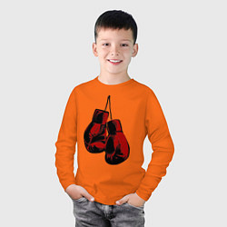 Лонгслив хлопковый детский Боксерские перчатки, цвет: оранжевый — фото 2