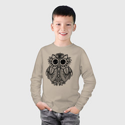 Лонгслив хлопковый детский Owl, цвет: миндальный — фото 2