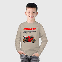 Лонгслив хлопковый детский DUCATI ДУКАТИ MOTOSPORT, цвет: миндальный — фото 2