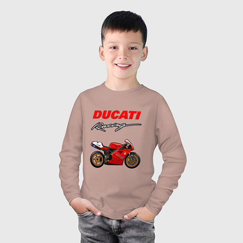 Детский лонгслив DUCATI ДУКАТИ MOTOSPORT / Пыльно-розовый – фото 3