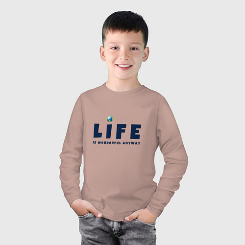 Детский лонгслив Life is wonderful / Пыльно-розовый – фото 3