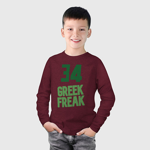Детский лонгслив Greek Freak 34 / Меланж-бордовый – фото 3