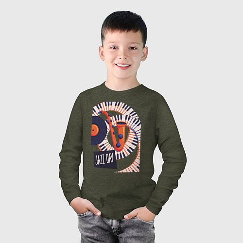 Детский лонгслив Джаз / Меланж-хаки – фото 3