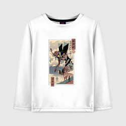 Лонгслив хлопковый детский ЕВАНГЕЛИОН ДРЕВНЯЯ ГРАВЮРА, цвет: белый