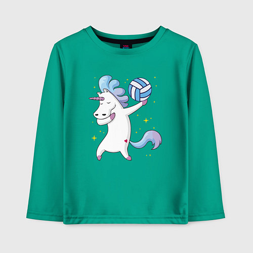 Детский лонгслив Unicorn Volleyball / Зеленый – фото 1