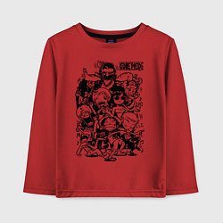 Лонгслив хлопковый детский Персонажи Ван-Пис Большой куш, цвет: красный
