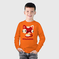 Лонгслив хлопковый детский Meowshroom, цвет: оранжевый — фото 2