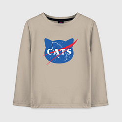 Лонгслив хлопковый детский Cats NASA, цвет: миндальный
