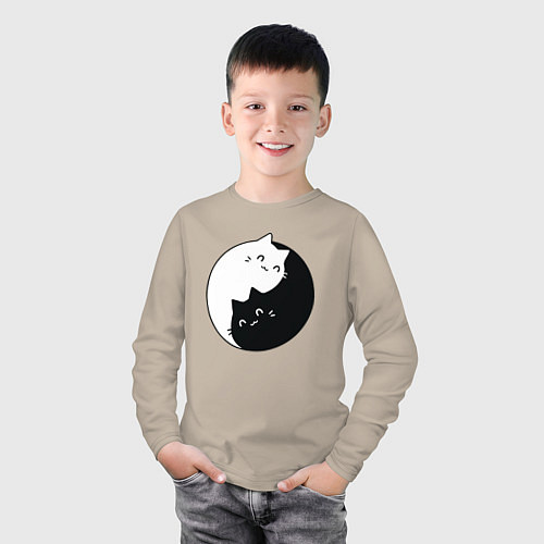 Детский лонгслив Инь Ян Котики / Миндальный – фото 3