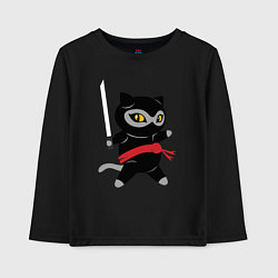 Лонгслив хлопковый детский Ninja Cat, цвет: черный