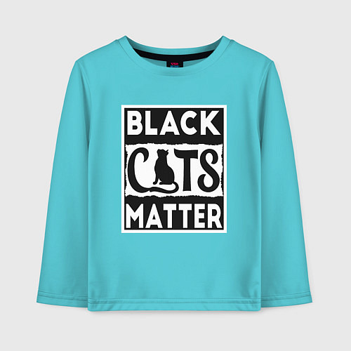 Детский лонгслив Black Cats Matter / Бирюзовый – фото 1