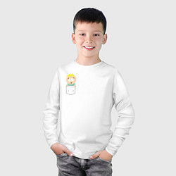 Лонгслив хлопковый детский Баттерс в кармане, цвет: белый — фото 2