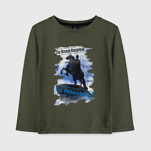 Детский лонгслив The Bronze Horseman / Меланж-хаки – фото 1