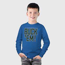 Лонгслив хлопковый детский Buck Em, цвет: синий — фото 2