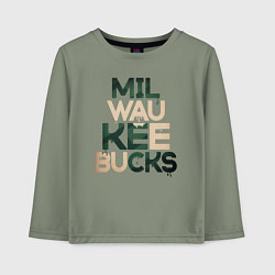 Лонгслив хлопковый детский Milwaukee Bucks, цвет: авокадо