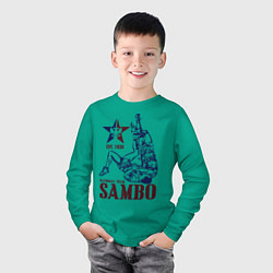 Лонгслив хлопковый детский САМБО, цвет: зеленый — фото 2