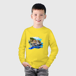 Лонгслив хлопковый детский Италия Ривьера, цвет: желтый — фото 2