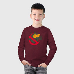 Лонгслив хлопковый детский Стоп Коронавирус, цвет: меланж-бордовый — фото 2