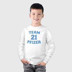 Лонгслив хлопковый детский Team Pfizer, цвет: белый — фото 2