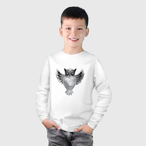 Детский лонгслив Серебряная сова / Белый – фото 3