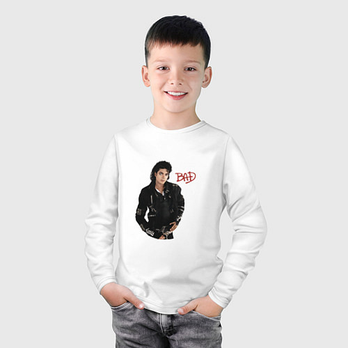 Детский лонгслив BAD Майкл Джексон / Белый – фото 3