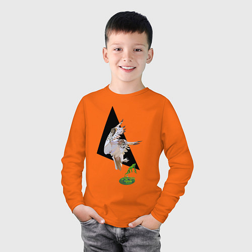 Детский лонгслив Сова в деле / Оранжевый – фото 3