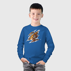 Лонгслив хлопковый детский Тигр, цвет: синий — фото 2