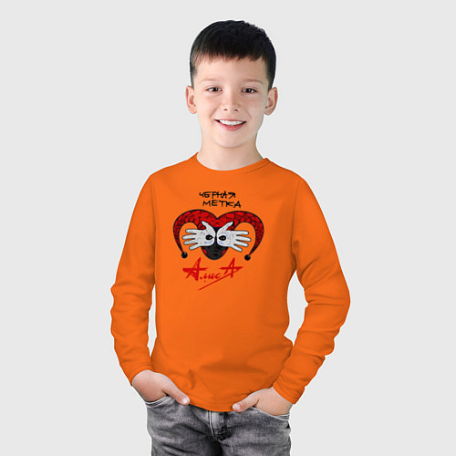 Детский лонгслив Алиса - Черная Метка / Оранжевый – фото 3