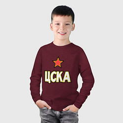 Лонгслив хлопковый детский ЦСКА, цвет: меланж-бордовый — фото 2